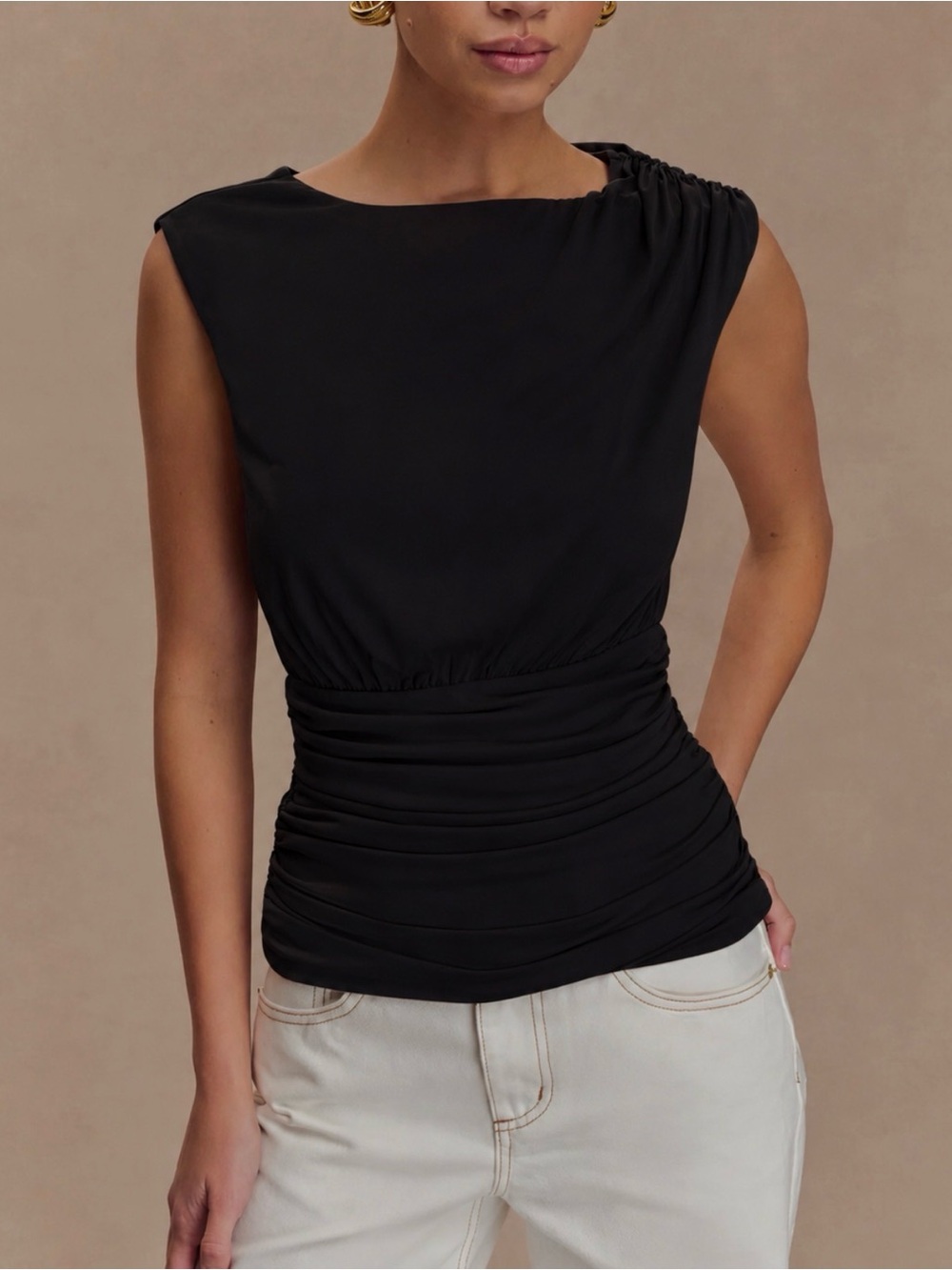 Meshki Anthony Short Sleeve Top Black Small Nwt